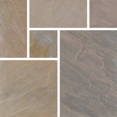 four different types of marble tiles in various colors and sizes, each with an interesting pattern