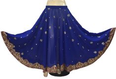 Material : Chiffon See Through Color : Royal Blue Condition : Brand New Style : Embroidered Belly Dancing Skirt Length : 36 Inch Approx Waist : Fits 25 to 40 inches Waist Size Bollywood Dancing Sequin Sari Embroidery Belly Dancing Tribal Skirt Festive Long Blue Skirt, Traditional Blue Lined Skirt, Traditional Long Blue Skirt, Festive Blue Party Skirt, Traditional Blue Flowy Skirt, Traditional Flowy Blue Skirt, Festive Blue Fitted Skirt, Blue Fitted Festive Skirt, Festive Fitted Blue Skirt