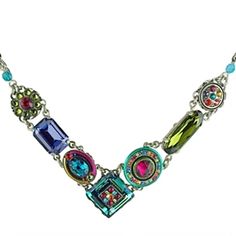 Multicolor Crystal Jewelry With Sparkling Stones, Multicolor Crystal Jewelry With Stones, Multicolor Faceted Jewelry For Party, Elegant Multicolor Jewelry With Faceted Beads, Firefly Jewelry, V Necklace, Silver Star Earrings, Square Crystal, Gem Jewelry