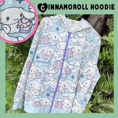 Kawaii Sanrio Cinnamoroll Hoodie - Kawaii Zip Up Sweatshirt Sanrio V Kawaii Blue Sanrio Hoodie W Cinnamoroll Dog. Hoodie Jacket W Repeating Print Of Iconic Sanrio Character Cinnamoroll. Hoodie Has A Relaxed Fit. Purple Zipper. This Htf Cinna Hoodie Is Part Of The Sanrio Smiles Collection. Nwt! Size Is Asian M-L - So Approx A Larger M In Us Sizes. Comment For Exact Measurements Imported From Japan. Import Proofs Available. Offers Welcome!!! #Sanrio #Cinnamoroll #Cinna #Kawaii #Hoodie Cinnamon Roll Hello Kitty Hoodie, Kawaii Blue Cotton Hoodie, Blue Cotton Kawaii Hoodie, White Hooded Kawaii Top, Kawaii Hoodie With Cartoon Print, White Kawaii Hoodie With Cartoon Print, White Kawaii Hoodie With Drawstring, White Kawaii Hoodie Top, White Kawaii Hoodie Outerwear