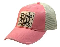 PRICES MAY VARY. CUTE HATS FOR WOMEN: Super fun womens baseball hats that make a statement and are the perfect way to show your personality. DISTRESSED TRUCKER HATS: These stylish dad hats all feature catchy, funny sayings that are sure to grab some attention. VINTAGE DESIGN: Unique distressed womens baseball cap made from high quality cotton/polyester blend with soft breathable mesh back and a pre-curved frayed bill that gives this womens ball cap a real distressed look. GET NOTICED: These wome Pink Curved Bill Hat For Baseball Season, Pink Cotton Trucker Hat With Flat Bill, Adjustable Distressed Pink Hat, Pink Distressed Cap, Distressed Pink Hat One Size, Distressed Pink Hat One Size Fits Most, Distressed Pink Hat, Pink Distressed Hat, Womens Ball Caps