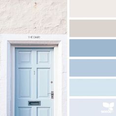 the door is painted in blue and gray