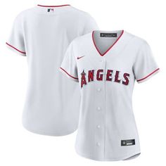 As the ultimate Los Angeles Angels fan, you deserve the same look that your favorite players sport out on the field. This Replica Team jersey from Nike brings the team's official design to your wardrobe for a consistently spirited look on game day. The polyester material and slick Los Angeles Angels graphics are just what any fan needs to look and feel their best. Material: 100% Polyester Officially licensed Jersey Color Style: Home Heat-sealed transfer applique Brand: Nike Imported Replica Jers Team Gear, Los Angeles Angels, Sports Uniforms, White Home, Team Jersey, Tailored Design, Home Team, White Jersey, Team Shirts