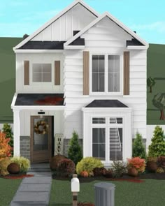 Entrance Decor Ideas, Bloxburg House Builds, Winter House Exterior, Modern Front Porch, Bloxburg Town, Roblox Bloxburg House Ideas, Free House Design, House Decorating Ideas Apartments, Small House Layout