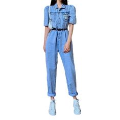 Take your trend back to the '90s with our light denim overall from the 2023 Spring-Summer Collection! Crafted with premium quality denim. these overalls boast a unique distressed pattern and a signature loose fit. Complete with a resilient zipper and stylish button closure. they promise both comfort and style.Why You'll Love It: 90s Alternative Vibe: Inspired by iconic '90s grunge fashion. these overalls exude an effortlessly cool attitude. Distinctive Distressed Pattern: Expertly crafted wear a Trendy Light Wash Jumpsuits And Rompers For Spring, Casual Short Sleeve Relaxed Fit Denim Jumpsuit, Casual Short Sleeve Denim Jumpsuit With Relaxed Fit, Casual Denim Jumpsuit With Short Sleeves, Casual Denim Jumpsuit With Short Sleeves And Relaxed Fit, Spring Medium Wash Cotton Jumpsuits And Rompers, Spring Cotton Medium Wash Jumpsuits And Rompers, Spring Cotton Jumpsuits And Rompers In Medium Wash, Spring Light Wash Relaxed Fit Denim Jumpsuit