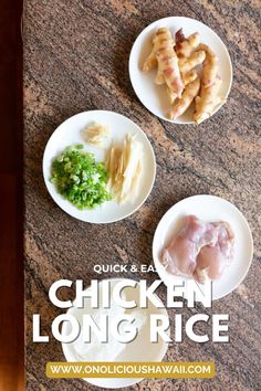 Chicken Long Rice is a Hawaiian noodle dish made from vermicelli noodles, chicken thighs, fresh ginger, and green onions. It's comforting and clean, a go-to side dish or simple entree. #chicken #longrice #rice #chickenlongrice #vermicelli