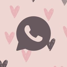 a pink background with hearts and a phone