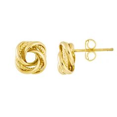 These earrings make a subtle statement that is perfect for daily wear. You'll quickly add these love knots in 14K gold, to your staple look. Size: One Size. Gender: female. Age Group: adult. Elegant Nickel-free Yellow Gold Clip-on Earrings, Nickel-free Yellow Gold Clip-on Earrings, Valentine's Day Yellow Gold Heart Earrings With Diamond Cut, Elegant Yellow Gold Heart-cut Diamond Earrings, Nickel-free 14k Gold-filled Yellow Gold Earrings, Knot Stud Earrings, Knot Studs, Women Diamond, Daily Wear