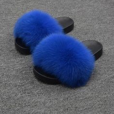 New/Real Fox Fur Slippers//Pretty Bright Blue//Us 9= 7uk -25 Cm Trendy Blue Slippers With Round Toe, Trendy Blue Round Toe Slippers, Blue Flat Slippers For Spring, Blue Round Toe Slippers For Spring, Blue Slip-on Slippers For Spring, Blue Synthetic Slippers For Spring, Blue Slide Slippers For Spring, Urban Outfitters Casual Sandals With Round Toe, Urban Outfitters Casual Round Toe Sandals