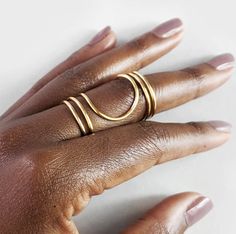 Nandi | Gold Ring - Baluku Design Finger Splint, Full Finger Rings, Metal Jewellery, Neck Ring, Brass Hoop Earrings, Silver Ring Designs, Spiral Ring, Recycled Jewelry, Authentic Jewelry