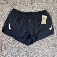 Nike Aeroswift 2" Brief-Lined Racing Shorts Men's Size L Black White Cj7837-010 Sporty Black Bottoms For Running Errands, Black Athletic Shorts With Pockets For Running, Black Breathable Bottoms For Running Errands, Breathable Black Bottoms For Running Errands, Black Casual Shorts For Running Errands, Black Running Shorts With Pockets, Casual Black Shorts For Running Errands, Nike Black Athletic Shorts For Running, Black Jogging Shorts With Pockets