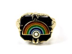 Attention: all jewelry is shipped with  the LARGE jewelry tag.  If you remove it the item is NOT Returnable! Vintage 14k White Gold Onyx Rainbow  Girls Masonic Youth Signet Ring Size 6.5  Attention international buyers!  Please check your local postal rules before buying! The transaction will be canceled if jewelry items made of gold,  diamonds, silver, etc are prohibited for shipping in your country. Art Deco Enamel Ring Jewelry, Art Deco Enamel Jewelry Ring, Yellow Gold Multi-stone Art Deco Jewelry, Art Deco Multi-stone Yellow Gold Jewelry, Art Deco Yellow Gold Multi-stone Jewelry, Vintage Enamel Jewelry With Gemstone, Vintage Enamel Gemstone Jewelry, Heirloom Black Enamel Jewelry For Gift, Heirloom Black Enamel Jewelry As Gift