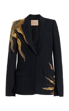 Cucculelli Shaheen - Women's Embellished Wool Silk Blazer Jacket - Black - US 2 - Only At Moda Operandi Cucculelli Shaheen, Eid Fashion, Blazers Women, Abaya Designs Latest, Silk Blazer, Ladies Blazer, Designer Jackets