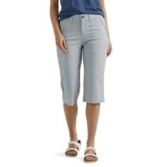 The Lee Women's Ultra Lux Skimmer Pants are made for all-day comfort thanks to the soft waistband and stretch fabric. Utility front pockets, dungaree back pockets and horn button details add functional style that makes a subtle statement. Cropped perfectly for warm weather, pull out these pants to complete your outfit. Size: 12.  Color: Gray.  Gender: female.  Age Group: adult. Casual Cropped Leg Work Pants, Everyday Cropped Leg Bottoms With Pockets, Everyday Cropped Bottoms With Pockets, Mid-rise Everyday Bottoms With Side Pockets, Versatile Workwear Capris With Pockets, Casual Cotton Work Pants With Cropped Leg, Wide Leg Work Bottoms With Functional Pockets, Versatile Capris With Pockets For Workwear, Casual Straight Leg Capris With Pockets