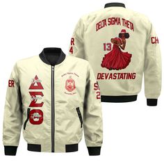 Personalized Delta Sigma Theta Bomber Jackets Cream Delta Women Style Elephant Fashion, Delta Girl, Delta Sigma Theta, Bomber Jackets, Women Style, Easy Wear, Strong Women, Classic Looks, High Definition