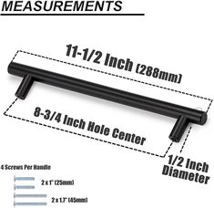 an image of a black metal bar with measurements