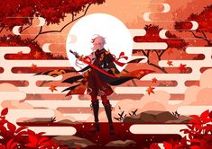 Kazuha Background, Background Story, Little Nightmares, Turn Blue, Crazy Outfits, Cloud Shapes, Red Leaves