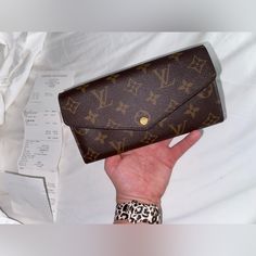 Louis Vuitton Wallet, Medium Size, Brown, Brand New Never Used! Luxury Brown Envelope Clutch, Luxury Brown Clutch With Card Slots, Luxury Brown Wallet For Daily Use, Luxury Brown Wallets For Daily Use, Luxury Brown Clutch For Everyday, Luxury Everyday Brown Clutch, Luxury Monogram Canvas Wallets For Everyday Use, Monogram Canvas Wallets With Card Slots, Brown Monogram Canvas Bag With Card Slots