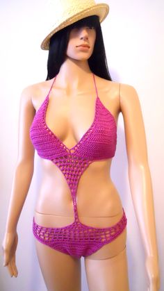 Crochet Swimsuit.  Crochet Monokin. PDF Pattern. Crochet Beach. Crochet Summer Swimsuit Coverup Pattern, Swimwear Patterns, Crocheting Inspiration, Yellow Swimwear, Bathing Suit Designs