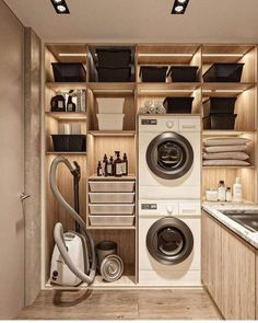 a washer and dryer in a small room