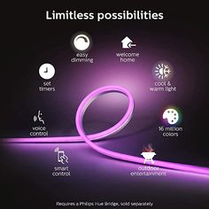 an advertisement for philips's new led - up lighting system is shown in purple