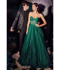 Emerald Glitter Strapless Corset Prom Gown - Unique Vintage - Womens, DRESSES, PROM AND SPECIAL OCCASION Corset Top Dress Prom Green, Green Corset Prom Dress, Green Corset Dress With Corset Back For Prom, Smaragd Green Dress Corset, Emerald Green Formal Dress Corset, Emerald Green Prom Dress Corset Top, Green Ball Gown, Green Corset, Cinderella Divine