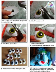 instructions on how to make an eyeball monster with googly eyes for halloween decorations