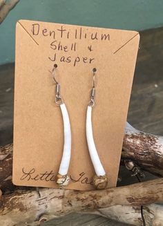 Gorgeous Dentallium Shell drop earrings. Made from Dentallium Shell with Jasper beads. Silver hooks and rubber backs. An absolutely gorgeous and unique gift for any occasion! Hand made here in beautiful Alaska by local resident Letti Tait. Beautiful, unique and a conversation piece! White Fish Hook Earrings As Gift, White Dangle Earrings With Fish Hook, Jasper Beads, Conversation Piece, Alaska, Jewelry Earrings Dangle, Etsy Earrings, Dangle Drop Earrings, Hand Made