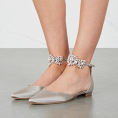 Elevate your casual chic look with our Grey Satin Rhinestone Embellished Ankle Strap Pointed Toe Flats. These flats combine comfort and style, featuring a sleek satin finish, sparkling rhinestone embellishments, and a sophisticated pointed toe. Handcrafted US sizing. Fits true to size. Sleek satin finish for a luxurious and stylish appearance. Rhinestone embellishments add a touch of sparkle and glamour. Pointed toe design for a modern and chic silhouette. Ankle strap detail enhances the overall fashionable look. Versatile grey color complements various outfits. Ideal for both casual and semi-formal occasions. Grey Wedding Shoes, Champagne Wedding Shoes, Best Bridal Shoes, Brides Shoes, Strap Flats, Wedding Boots, Manolo Blahnik Heels, Wedding Shoes Flats, Rhinestone Flats