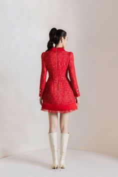 Tweed Mini Dress, Mean Blvd, Couture Details, Dress Crafts, Dress Suits, Blazer Dress, Fancy Dresses, Stylish Dresses, Runway Fashion