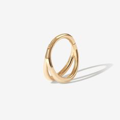 Gold Rhea Cage Clicker Hoop | Fine Jewelry | Adornmonde Single Piercing, Sleek Chic, Lock Necklace, Hoop Design, Minimal Chic, Recycled Gold, Single Earring, List Style, Kiwi