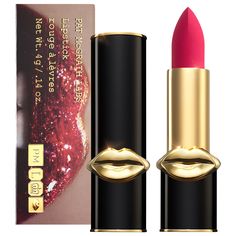 A richly pigmented lipstick that adorns lips in a veil of lightweight color for a modern matte finish.Formulation Type: LipstickWhat Else You Need to Know: A revolutionary lipstick so luxurious and richly pigmented it drenches lips in a veil of opulently opaque color while delivering a mesmerizingly modern matte finish. Each shade features a hydrating, creamy texture combined with saturated pigment for lightweight, one-stroke coverage. Pat Mcgrath Lipstick, Pat Mcgrath Makeup, Lip Stains, High Fashion Makeup, Hydrating Lipstick, Beauty Lips, Lipstick Shade, Makeup Haul, Lipstick Matte