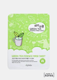 ESFOLIO Pure Skin Essence Mask- Green Tea  COSMETICS - Shop Miss A Exfoliating Products, Cucumber Mask, Clear Skin Diet, Face Mask For Pores, Skin Essence, Mask Acne, Pure Skin, Skin Diet, Clear Skin Face