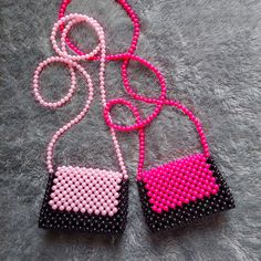 Material: Bead Size: 13 cm x 6 cm x 8.5 cm Pink Handheld Phone Bag Gift, Pink Handheld Phone Bag For Gift, Square Beaded Shoulder Bag For Gifts, Everyday Pink Beaded Bag, Square Beaded Bag For Gifts, Beaded Shoulder Bag Gift, Pink Beaded Pouch Bag, Rectangular Bag With Black Beads As Fashion Accessory, Small Handmade Shoulder Bag As Gift