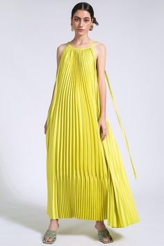 Noma Pleated Dress MEAN BLVD Flowy A-line Pleated Dress For Summer, Summer Silk Pleated Dresses, Summer Evening Pleated A-line Dress, Green Silk Maxi Dress For Summer, Summer Evening Maxi Length Pleated Dress, Chic Floor-length Pleated Dress For Spring, Summer Flowy A-line Pleated Dress, Summer A-line Flowy Pleated Dress, Spring Silk Maxi Pleated Dress