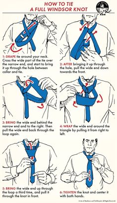 How To Do A Tie, How To Tie A Tie, How To Tie A Necktie, Windsor Tie Knot, Tie A Tie Easy, Full Windsor Knot, Windsor Tie