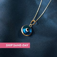 "1- D E S C R I P T I O N Our Blue Evil Eye Necklace is a stunning and powerful accessory. The blue evil eye symbol is a traditional charm that is said to protect its wearer and bring good luck. Hanging gracefully from a delicate chain, this necklace is made with high-quality materials, making it a durable and beautiful piece of jewelry. 2- P R O D U C T ∙  F E A T U R E S * Gold material: 14K solid gold * Gold color options: Yellow gold, Rose gold, White gold * Chain size options: 14\" / XS, 16 Light Blue Evil Eye, Blue Evil Eye Necklace, Necklace Evil Eye, Evil Eye Necklace Gold, Eye Symbol, White Gold Chains, Blue Evil Eye, Evil Eye Pendant, Delicate Chain