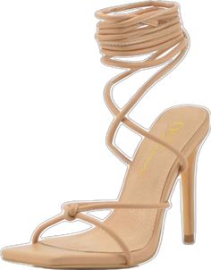 Heels With Wrapped Heel, Medium Width, And Round Toe, Fitted Beige Sandals With Open Heel, Adjustable Strappy Heels With Padded Heel, Beige Party Heels With Reinforced Heel, Fitted Heels With Reinforced Open Heel, Party Heels With Reinforced Heel In Beige, Lace-up Sandals With Reinforced Heel, Fitted Beige Sandals With Wrapped Heel, Fitted Synthetic Heels With Heel Strap