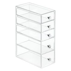 a clear plastic drawer with five drawers