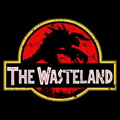 the wasteland logo is shown in red and yellow, with an image of godzilla