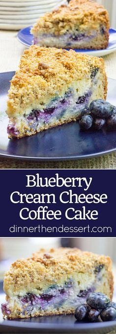 blueberry cream cheese coffee cake on a plate