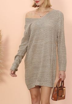 The Emes Shop sweater dress is detailed with a sexy plunge neck line. Features long sleeves. straight cut silhouette. and above knee length. Pair it with thigh-high boots and a clutch for a chic look this season.MATERIAL:100% Soft Polyester MEASUREMENTS:Dress Length is 32"-34"in Small | Bust& Waist: 38"-40"in Medium | Bust& Waist: 40"-42"in Large | Bust& Waist: 42"-44"in