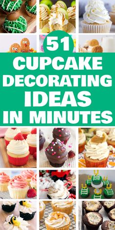 51 cupcake decorating ideas in minutes displayed with various colorful and creative cupcake designs. Best Cupcake Frosting, Cupcake Frosting Designs, Fun Cupcake Decorating Ideas, Birthday Cupcake Ideas, Cupcake Frosting Techniques, Birthday Cupcakes Ideas, Pumpkin Cheesecake Cupcakes