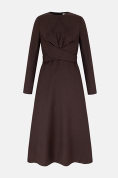 Elta Hickory Brown In Superfine Merino Dress | Emilia Wickstead Merino Dress, Coat Dresses, Elegant Evening Dresses, Kate Middleton Dress, Kate Dress, Emilia Wickstead, Tailored Coat, Timeless Wardrobe, Wardrobe Classic