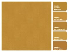 the color swat list for butterscotch is shown in three different shades, including brown and