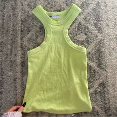 Brand New Never Worn Zara Neon Crop Tank Top Size Small. Super Cute And Unique Fit! Spring Stretch Lime Green Top, Lime Green Sleeveless Top For Spring, Yellow Stretch Zara Top, Zara Green Tank Top For Summer, Zara Green Casual Tank Top, Casual Green Zara Tank Top, Zara Yellow Casual Tops, Trendy Neon Yellow Top For Summer, Zara Mustard Top For Spring