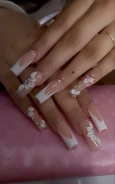 Glitter French Tips, Glitter Nails Acrylic, Girly Acrylic, White Glitter Nails, White Acrylic Nails, Christmas Nails Acrylic