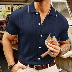 Season:Summer; Fabric:Knit; Sleeve Length:Short Sleeve; Gender:Men's; Style:Office,Fashion; Tops Type:Business Polo,Golf Polo,Knit Polo; Occasion:Business,Casual; Pattern:Solid / Plain Color; Design:Button Front; Neckline:Lapel; Listing Date:04/07/2024; Bust:; Length:; Sleeve: Men’s Polo Shirt Style, Mens Cape Cod Style, Coastal Chic Outfit Men, Mens Sweater Polo Outfit, Men’s Outfit For Proposal, Man In Polo Shirt, Summer Man Style, Mens Knit Polo Outfit, Textured Polo Outfit Men