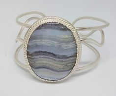 sterling silver and agate cuff bracelet Wire Cuff, Agate Bracelet, Blue Lace Agate, Lace Agate, Blue Lace, Bezel Setting, Cuff Bracelets, Jewelry Inspiration, Agate