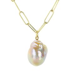 Maria Beaulieu Metallic Apricot Pink Pearl Pendant (Pendant Only) | Qu - Quadrum Gallery Handmade Chains, Anthony Lent, Rock Collection, Aqua Marine, Yellow Gold Pendants, Handmade Gold, Pink Pearl, Gold Pearl, Pearl Pendant